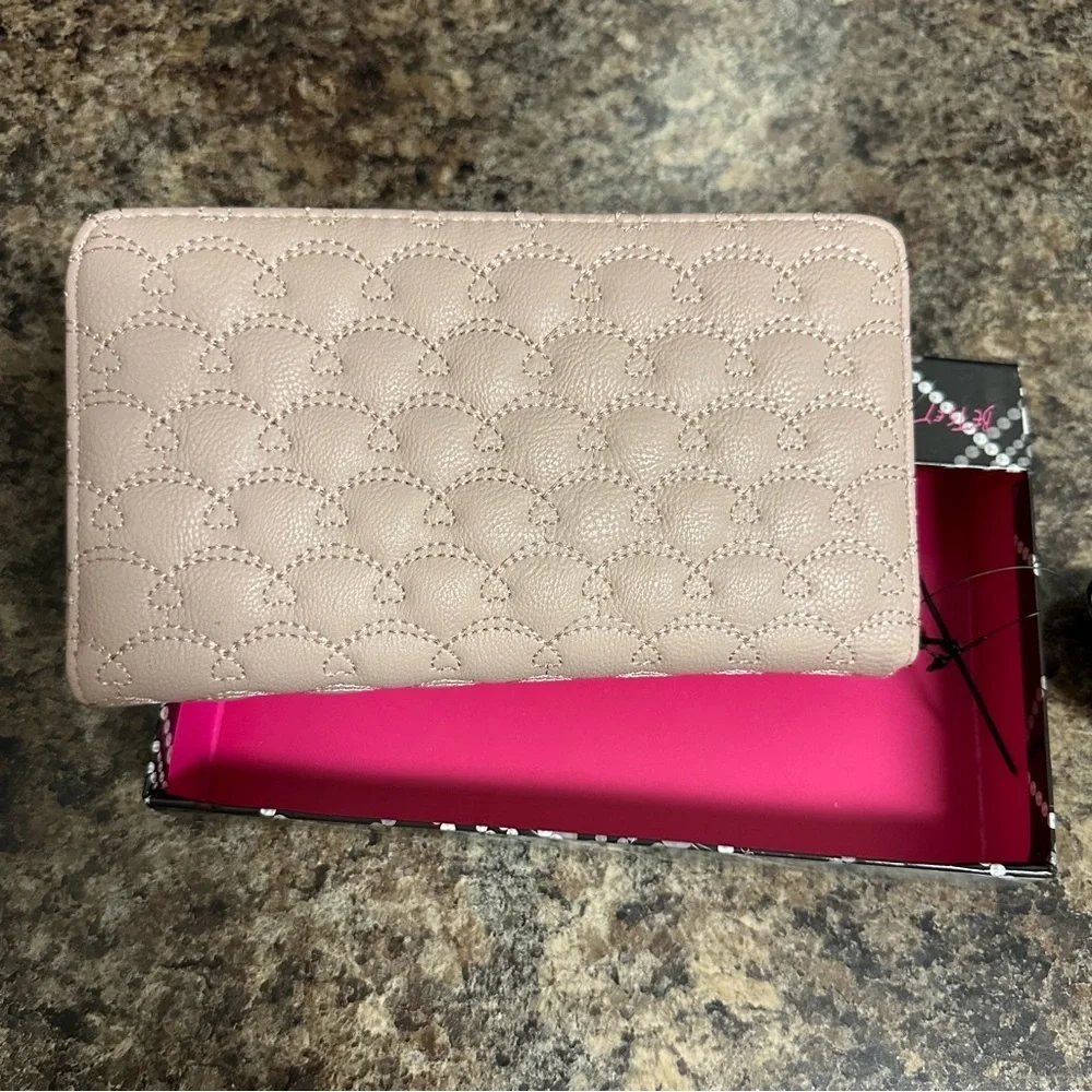 Betsey Johnson Boxed Zipped Around Rose Wallet